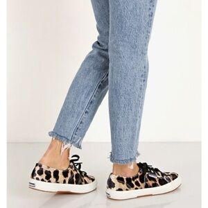 Superga 2750 Fanvel Velvet Lace-Up Sneakers Leopard Animal Print Size 6.5